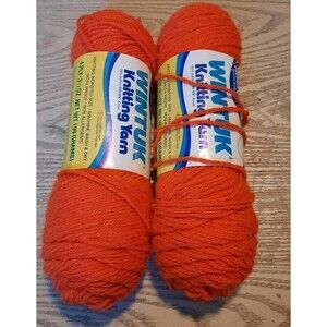 Lot Of 2- Wonder Art Wintuk Knitting Yarn Orange Color